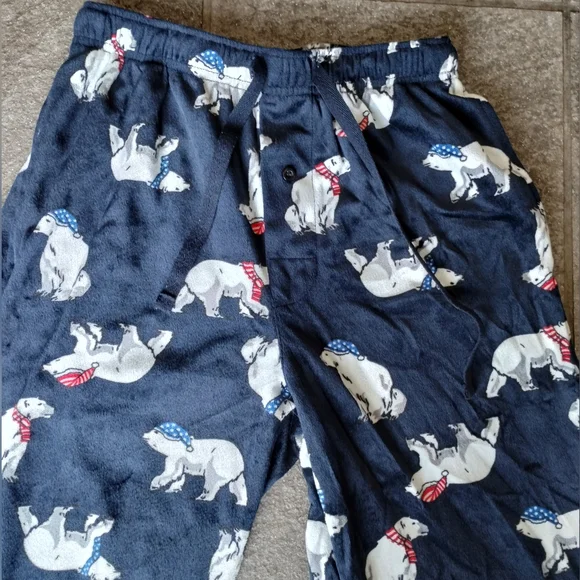 Christmas Polar Bear Print Microfleece PJ pajamas lounge Pants bottoms boy small - Picture 7 of 9